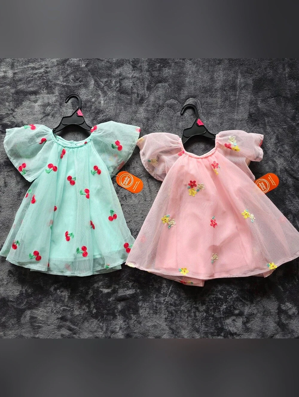 NWT baby girl mesh dress bundle for summer Floral Print with Short Sleeves